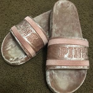 Victoria’s Secret Pink Velvet Slides